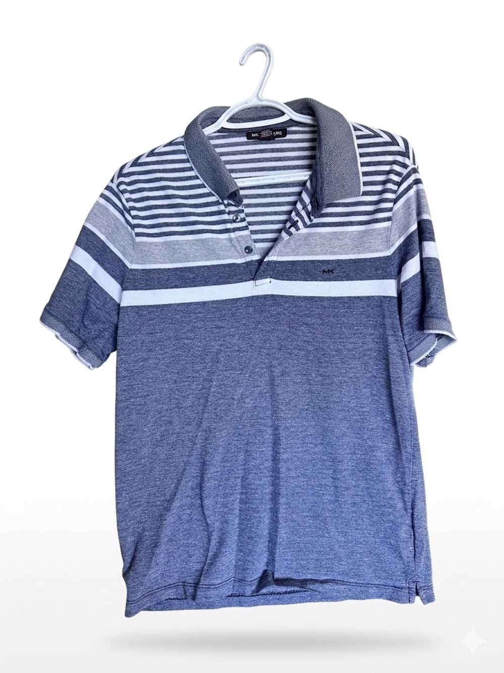 Michael Kors Mens Navy and White Striped Polo